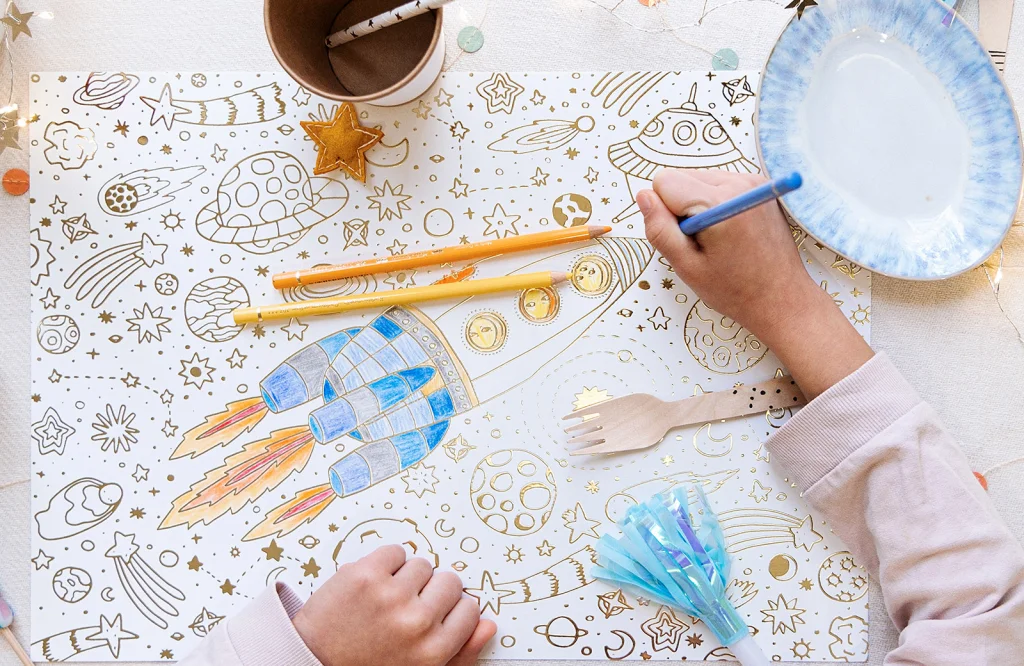 Placemats met kleurplaat