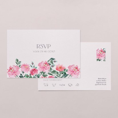 Rsvp trouwkaart  Roses and red