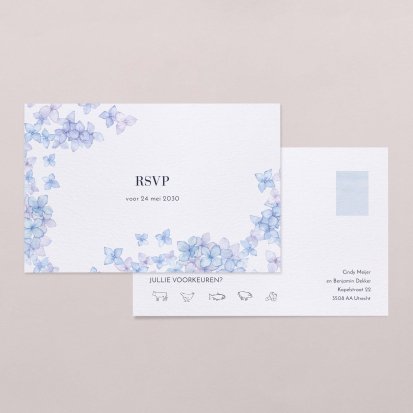 Rsvp trouwkaart  Sweet blue