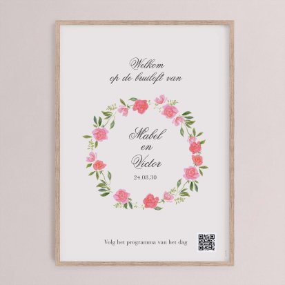 Trouwbord  Sweet roses