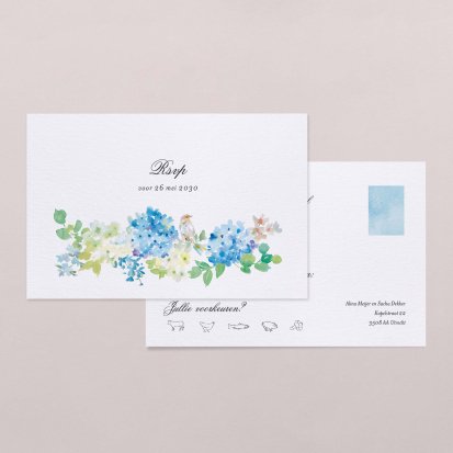 Rsvp trouwkaart  Bird and blue