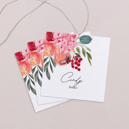 Naamkaart bruiloft  Red roses
