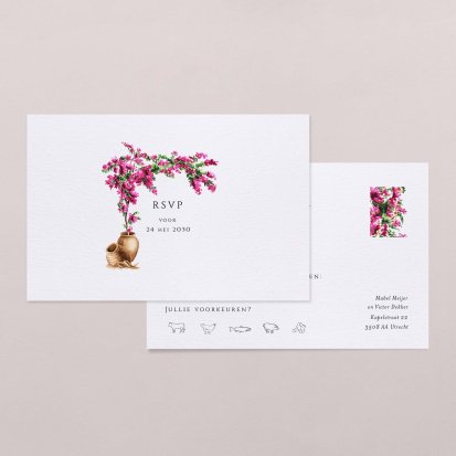Rsvp trouwkaart  Bougainvillée