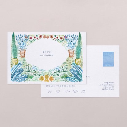 Rsvp trouwkaart  Blue garden